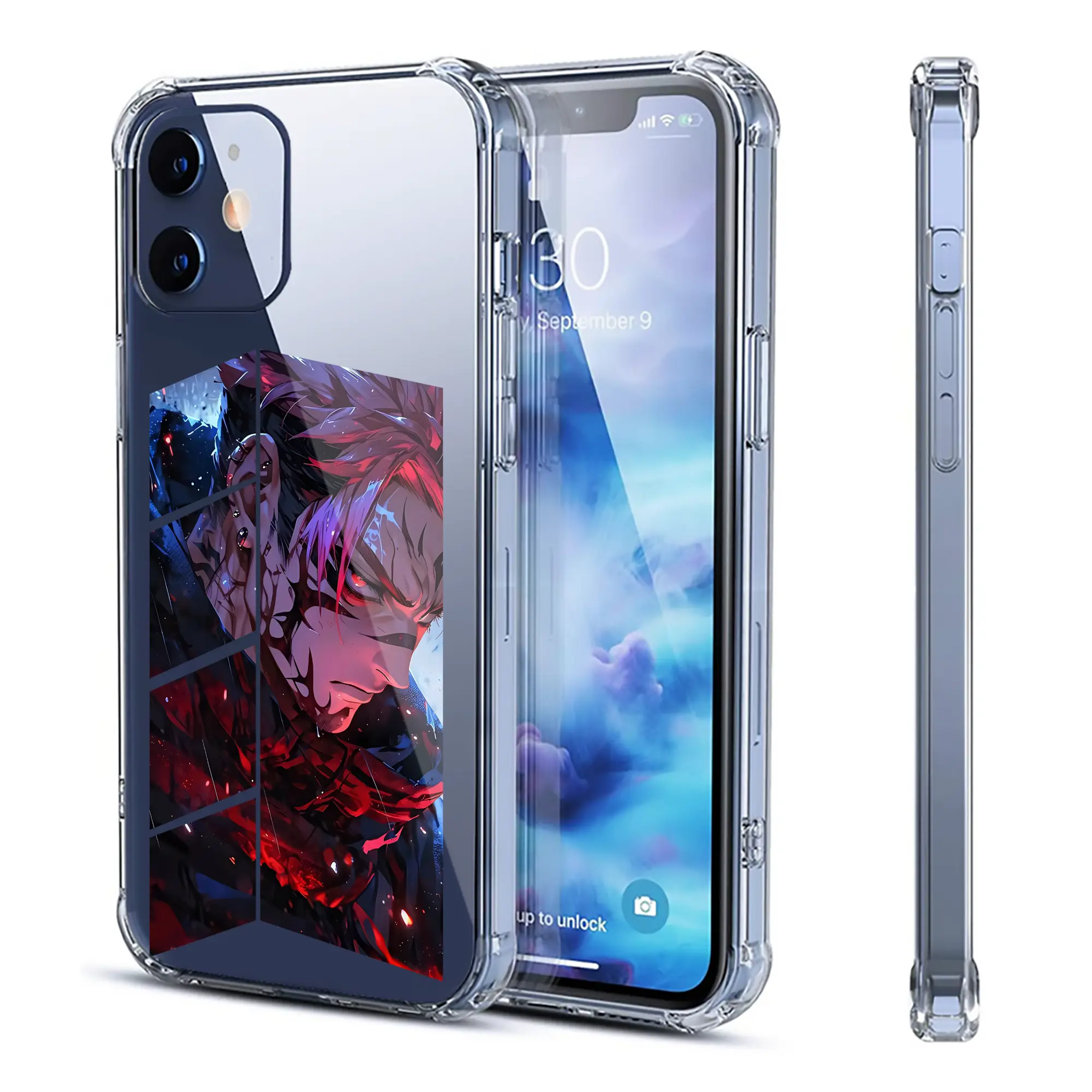 呪術廻戦 グッズ,両面宿儺 - IPhone 12シリーズ対応 ・ 透明スマホケース ・ クリアソフトケース ・ TPU素材 ・ 耐衝撃 ・ 高密着 ・ 防汚 防指紋 ・ 簡単着脱